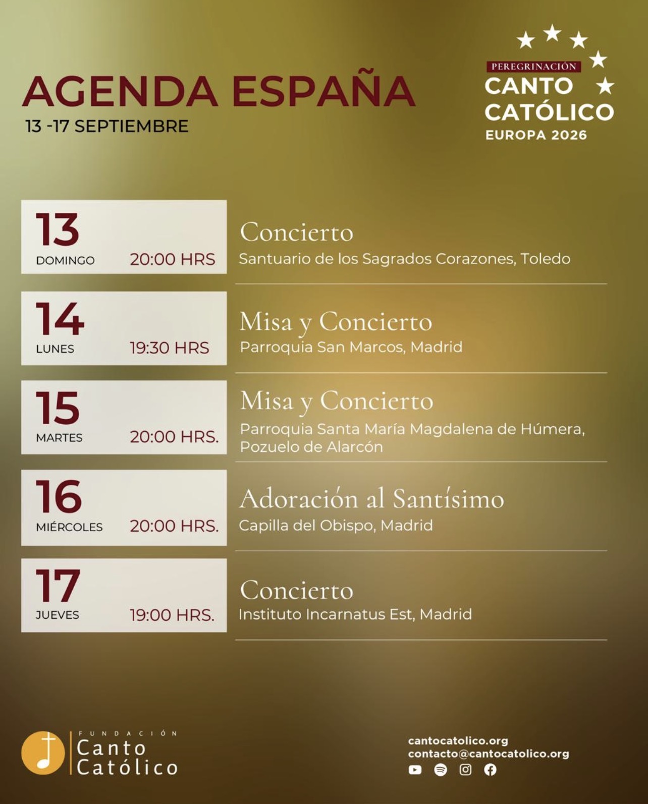 Conciertos de Canto Catolico en España